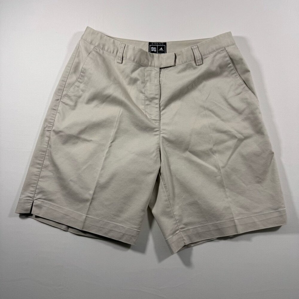 Adidas‎ Women Size 8 Beige Stretch Shorts Classic Preppy Golf Casual Summer Look